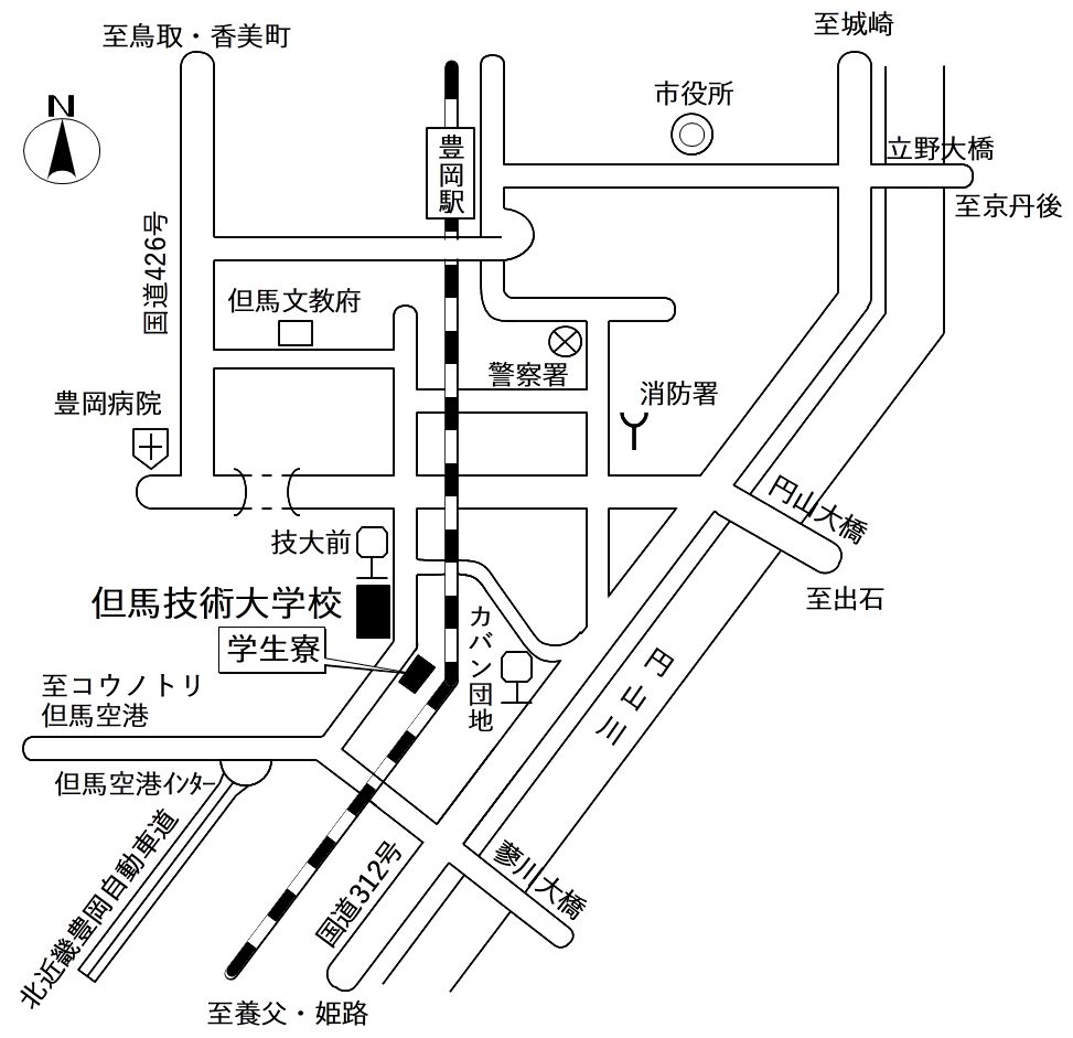 兵庫県立但馬技術大学校周辺の地図